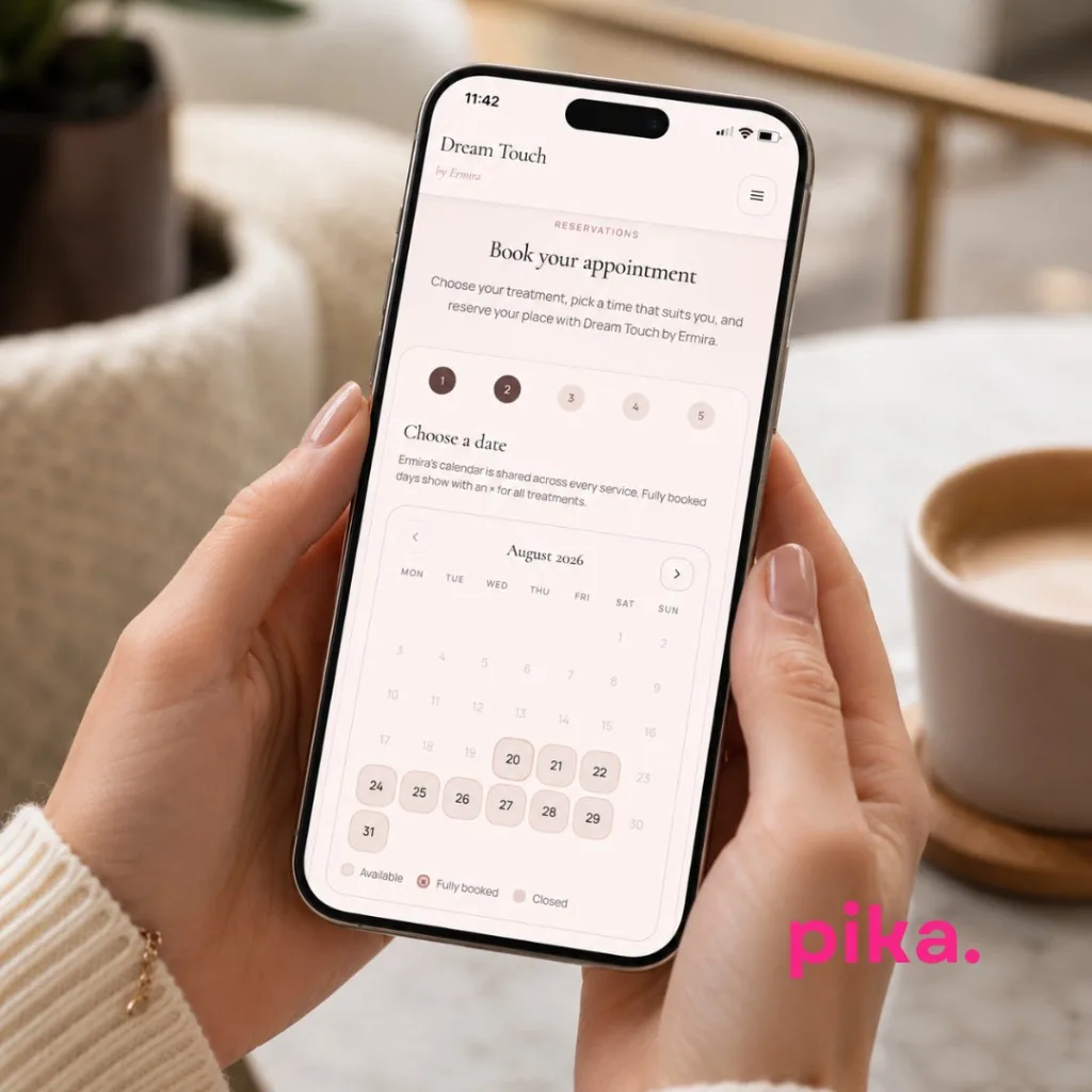 Dream Touch by Ermira Buchungswebsite auf dem Smartphone — Beauty-Termin online buchen von Pika Marketing