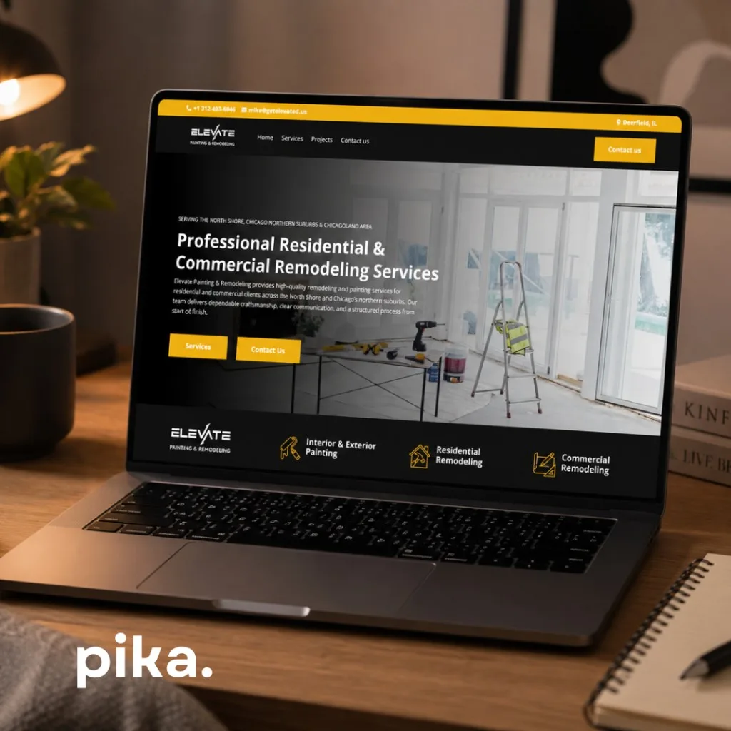 Elevate Painting & Remodeling website on a laptop — remodeling and painting by Pika Marketing